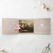 Invitation Trois Volets Élégant Rose chic Mariage (Intérieur)