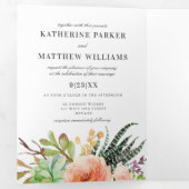 Invitation Trois Volets Élégant Rose tout-en-un Mariage (Intérieur en premier)