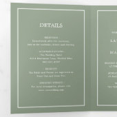 Invitation Trois Volets Élégant Sage Vert Monogramme Simple Mariage (Intérieur en premier)