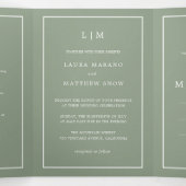 Invitation Trois Volets Élégant Sage Vert Monogramme Simple Mariage (Intérieur au milieu)