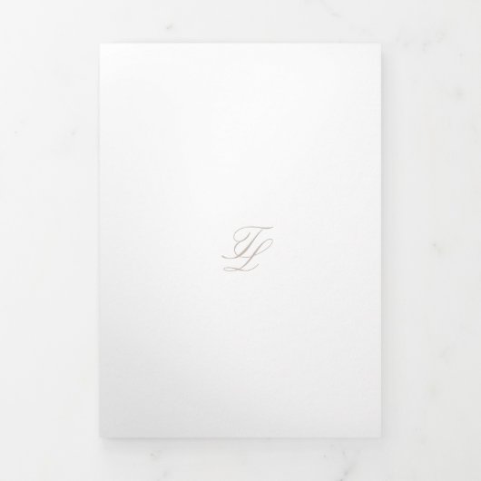 Invitation Trois Volets Élégant Sandy Neutral Mariage traditionnel (Page de couverture)