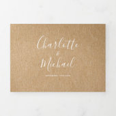 Invitation Trois Volets Élégant Script Rustic Kraft Mariage photo (Page de couverture)