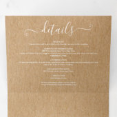 Invitation Trois Volets Élégant Script Rustic Kraft Mariage photo (Intérieur en premier)
