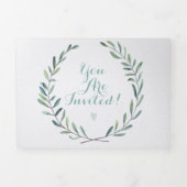 Invitation Trois Volets Élégant simple moderne vert Mariage de couronnes f (Page de couverture)