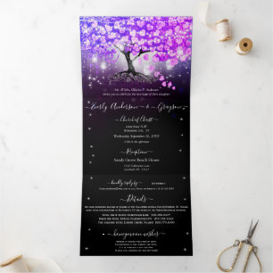Invitation Trois Volets Élégant Triptyque de mariage à feuille en forme de