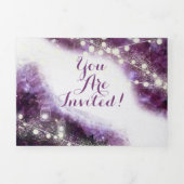 Invitation Trois Volets Élégant violet Amethyst Crystal Geode Mariage (Page de couverture)