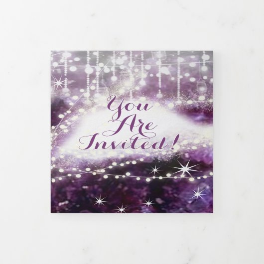 Invitation Trois Volets Elégant violet Améthyste Crystal Geode Mariage Tri (Protection)