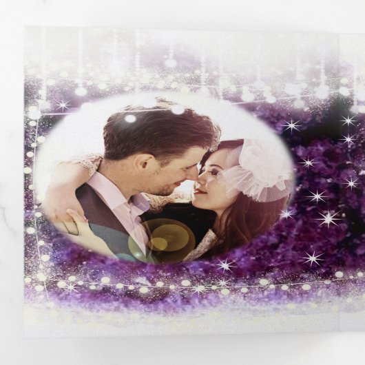 Invitation Trois Volets Elégant violet Améthyste Crystal Geode Mariage Tri (Intérieur en premier)