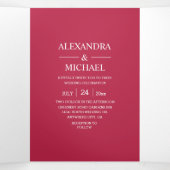 Invitation Trois Volets Élégant Viva Magenta Script Mariage (Intérieur au milieu)