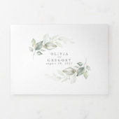 Invitation Trois Volets Elégante aquarelle verte minimaliste Mariage (Page de couverture)