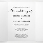 Invitation Trois Volets Elégante photo mariage en noir et blanc (Intérieur au milieu)