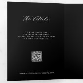Invitation Trois Volets Elégante photo mariage noir RSVP détails code QR (Intérieur en premier)