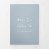 Invitation Trois Volets Élégante Poudre Bleu QR Code moderne Mariage (Page de couverture)