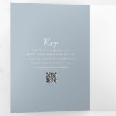 Invitation Trois Volets Élégante Poudre Bleu QR Code moderne Mariage (Intérieur en premier)