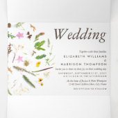 Invitation Trois Volets Elégante suite Mariage de fleurs sauvages botaniqu (Intérieur au milieu)