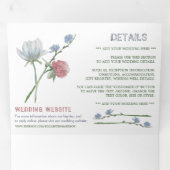 Invitation Trois Volets Elégante Suite Mariage Fleur sauvage blanche (Intérieur en premier)