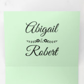 Invitation Trois Volets Élégante typographie menthe vert gris mariage phot (Intérieur en premier)