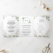 Invitation Trois Volets Elégante verdure Eucalyptus tout en un Mariage (Intérieur)