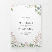 Invitation Trois Volets Elégante verdure Eucalyptus tout en un Mariage (Page de couverture)