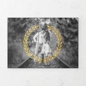 Invitation Trois Volets Emerald Gold Laurel Minimal tout en un Mariage (Page de couverture)