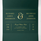 Invitation Trois Volets Emerald Gold Minimal Arch Photo QR code Wedding (Intérieur au milieu)