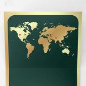 Invitation Trois Volets Emerald Green Gold World Map QR Code Photo Wedding (Intérieur en premier)