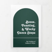 Invitation Trois Volets Emerald Green Retro Arch Photo QR Code Mariage (Page de couverture)