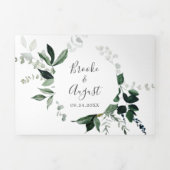 Invitation Trois Volets Emerald Greenery Photo Mariage All In One (Page de couverture)