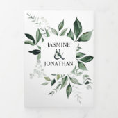 Invitation Trois Volets Emerald Hues Botanical Green avec Mariage de marin (Page de couverture)