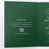 Invitation Trois Volets Emerald vert QR Code moderne Mariage élégant (Intérieur en premier)