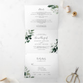 Invitation Trois Volets Émeraude | Mariage arrière feuille tout en un (Intérieur)