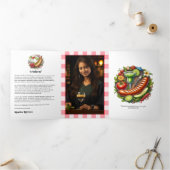 Invitation Trois Volets En vichy rustique & Grill Thème BBQ Graduation (Intérieur)