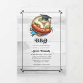 Invitation Trois Volets En vichy rustique & Grill Thème BBQ Graduation (Page de couverture)