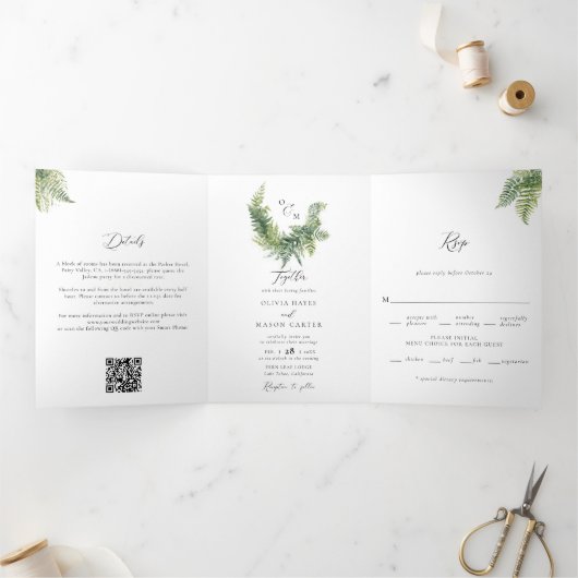Invitation Trois Volets Enchanted Forest Mountain Fermes Boho Arch Mariage (Intérieur)