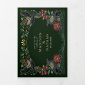 Invitation Trois Volets Enchanted Gothic Raven Snapdragon Dahlia Wedding (Page de couverture)