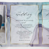 Invitation Trois Volets Encre Abstraite Améthyste Sarcelle Élégante (Intérieur au milieu)