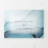 Invitation Trois Volets Encre Abstraite Indigo Lavender Aquamarine (Page de couverture)