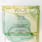 Invitation Trois Volets Encre Abstraite jaune citron moderne (Intérieur en premier)