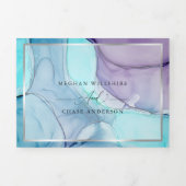 Invitation Trois Volets Encre abstraite violet aqua époustouflante Invitat (Page de couverture)