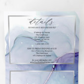 Invitation Trois Volets Encre abstraite violet aqua époustouflante Invitat (Intérieur en premier)