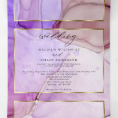 Invitation Trois Volets Encre liquide mauve violette UlUV moderne (Intérieur au milieu)