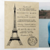 Invitation Trois Volets Ensemble de mariage avec oblitération de Paris et (Intérieur en premier)