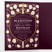 Invitation Trois Volets Epée & Bouclier Imaginaire médiéval Mariage rouge (Intérieur en premier)
