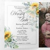 Invitation Trois Volets Español Anglais Fleurs de soleil Girasoles Amarill (Intérieur en premier)