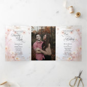 Invitation Trois Volets Español Français Rose Daisies Margaritas Rosas (Intérieur)