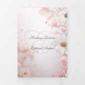 Invitation Trois Volets Español Français Rose Daisies Margaritas Rosas (Page de couverture)