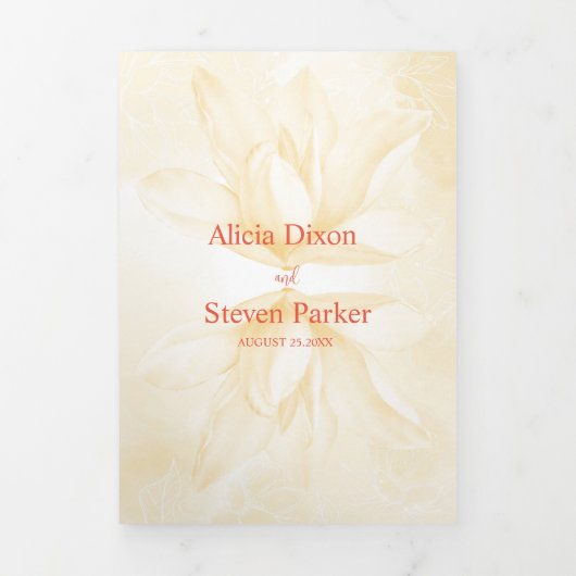 Invitation Trois Volets Ethereal Magnolia, Mariage (Page de couverture)