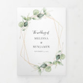 Invitation Trois Volets Eucalyptus Aquarelle photo Mariage tout en un (Page de couverture)