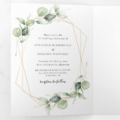 Invitation Trois Volets Eucalyptus Aquarelle photo Mariage tout en un (Intérieur en premier)