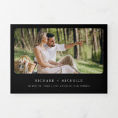 Invitation Trois Volets Eucalyptus Arch Photo noir Code QR Mariage (Page de couverture)